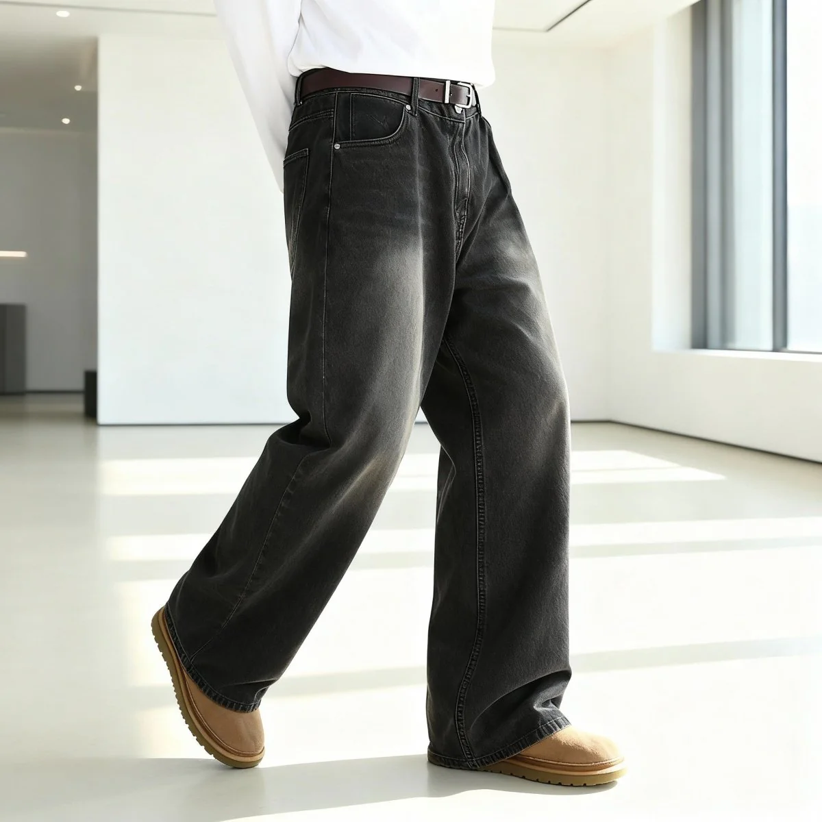 GS No. 97 Washed Black Loose Jeans - Image 3